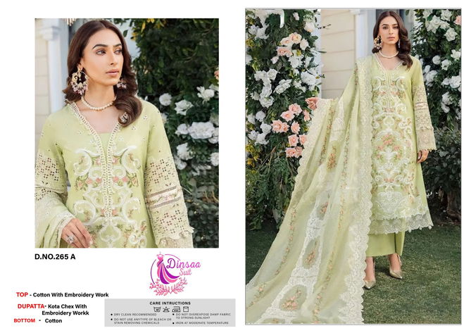 265 A To D Dinsaa Suit Heavy Embroidery Cotton Pakistani Suits Wholesale Price In Surat